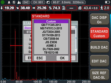 детектора рванины тарировки развертки DGS AWS b 120dB 3000Hz 25meters DAC AVG оборудование Ndt автоматического портативного ультразвуковое